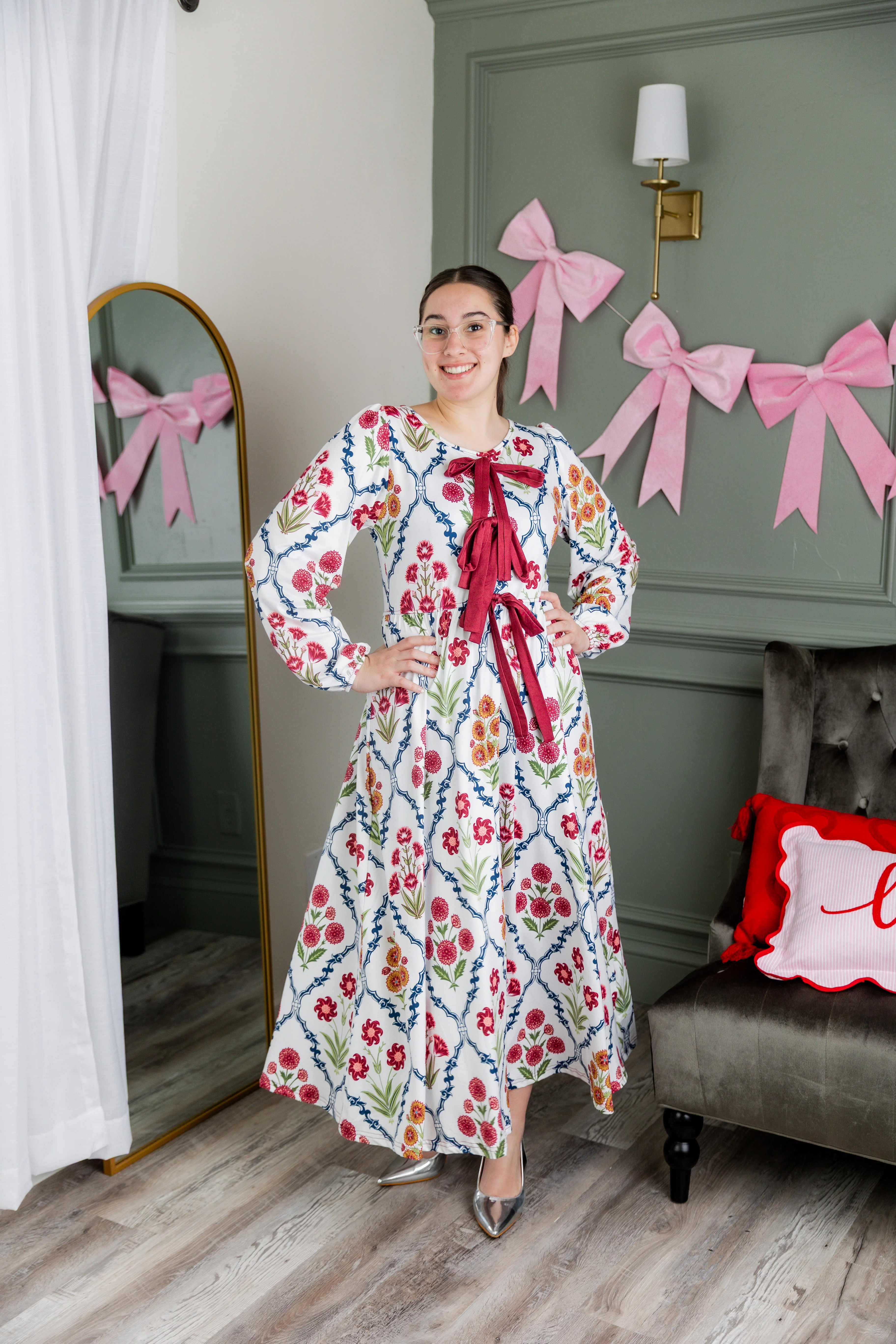 Addison Dress in Wildflower Trellis - Votecaris