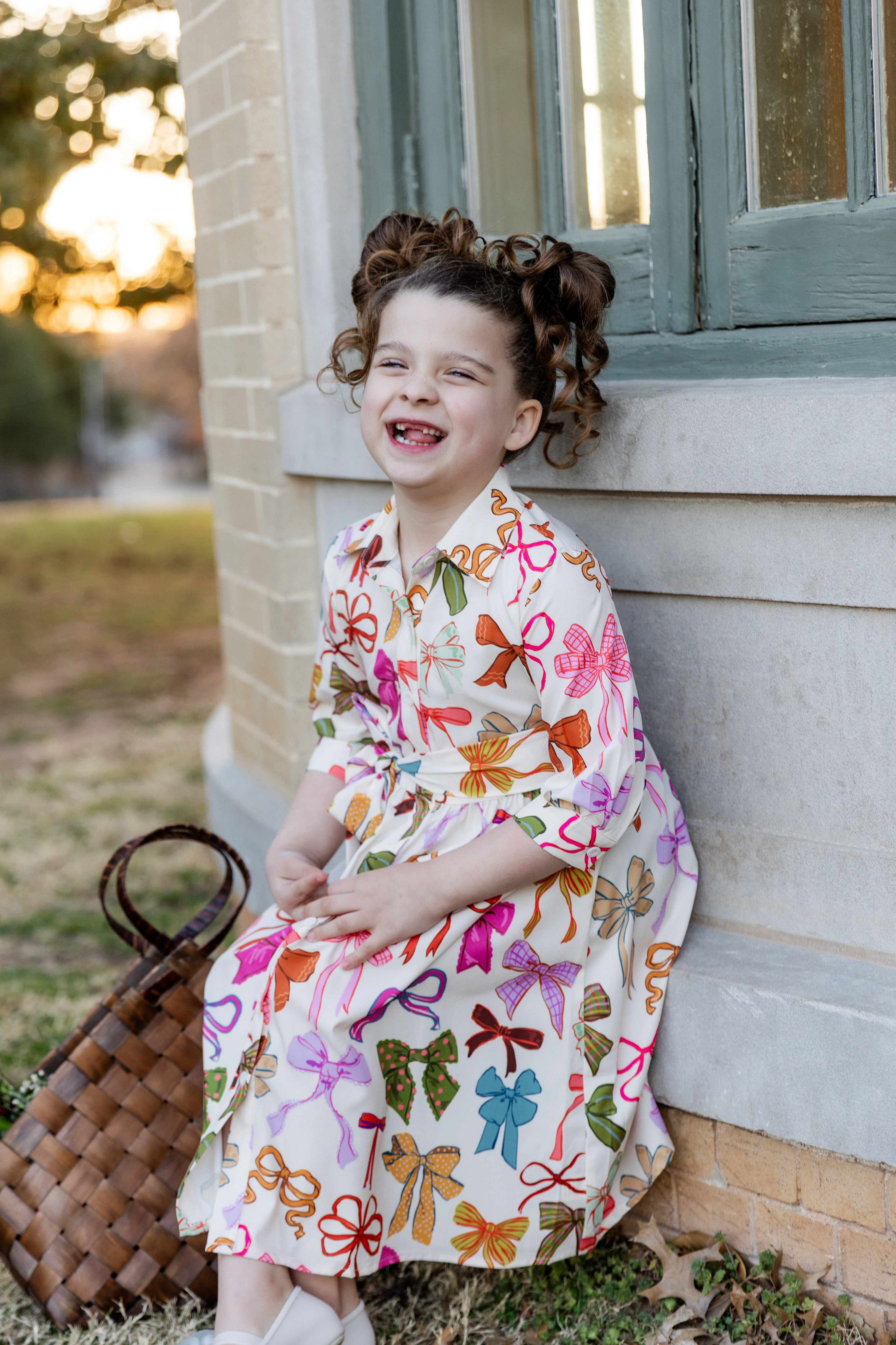 Girls' Rachel Dress in Bow Garden - Votecaris