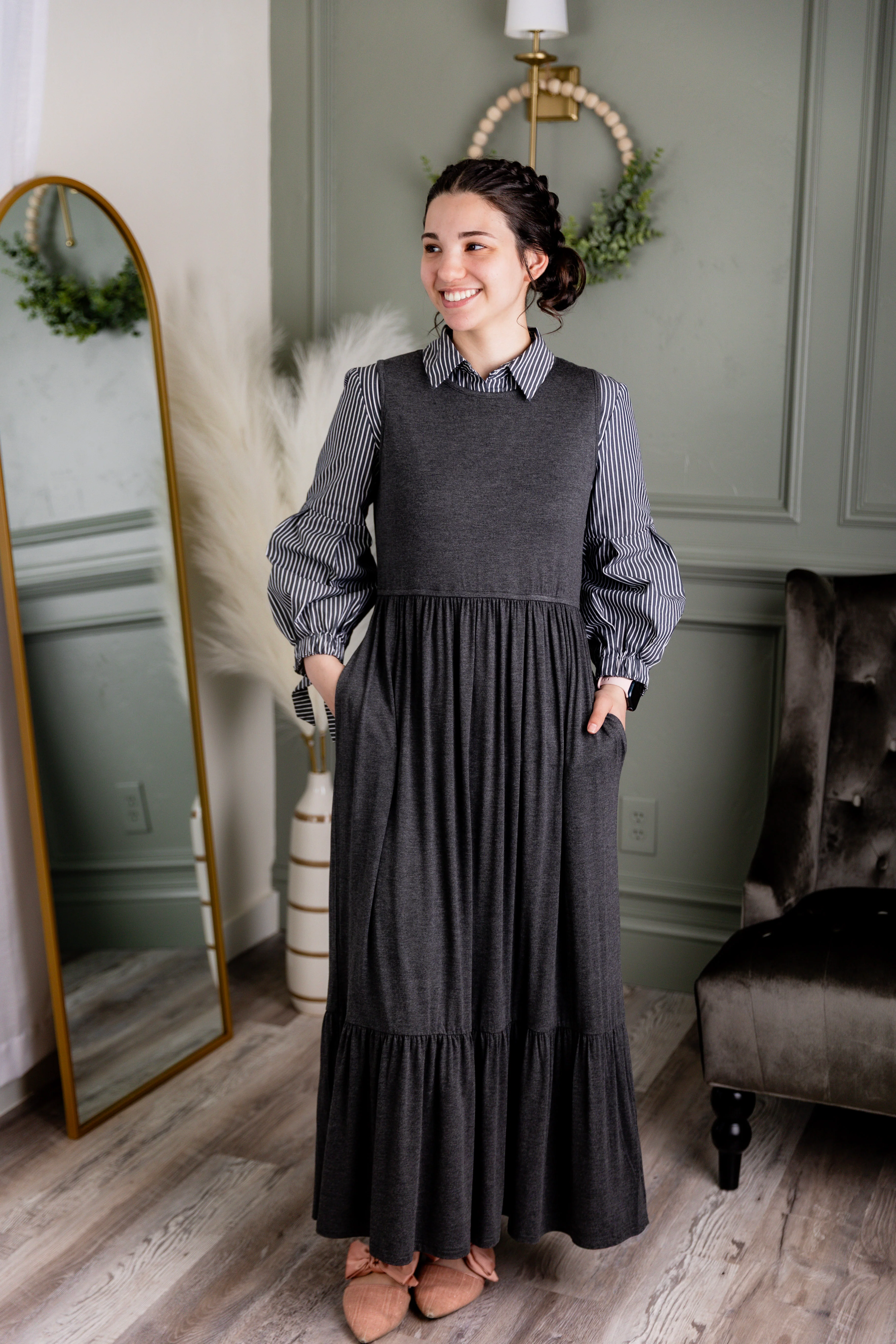 Riley Dress in Heather Gray - Votecaris