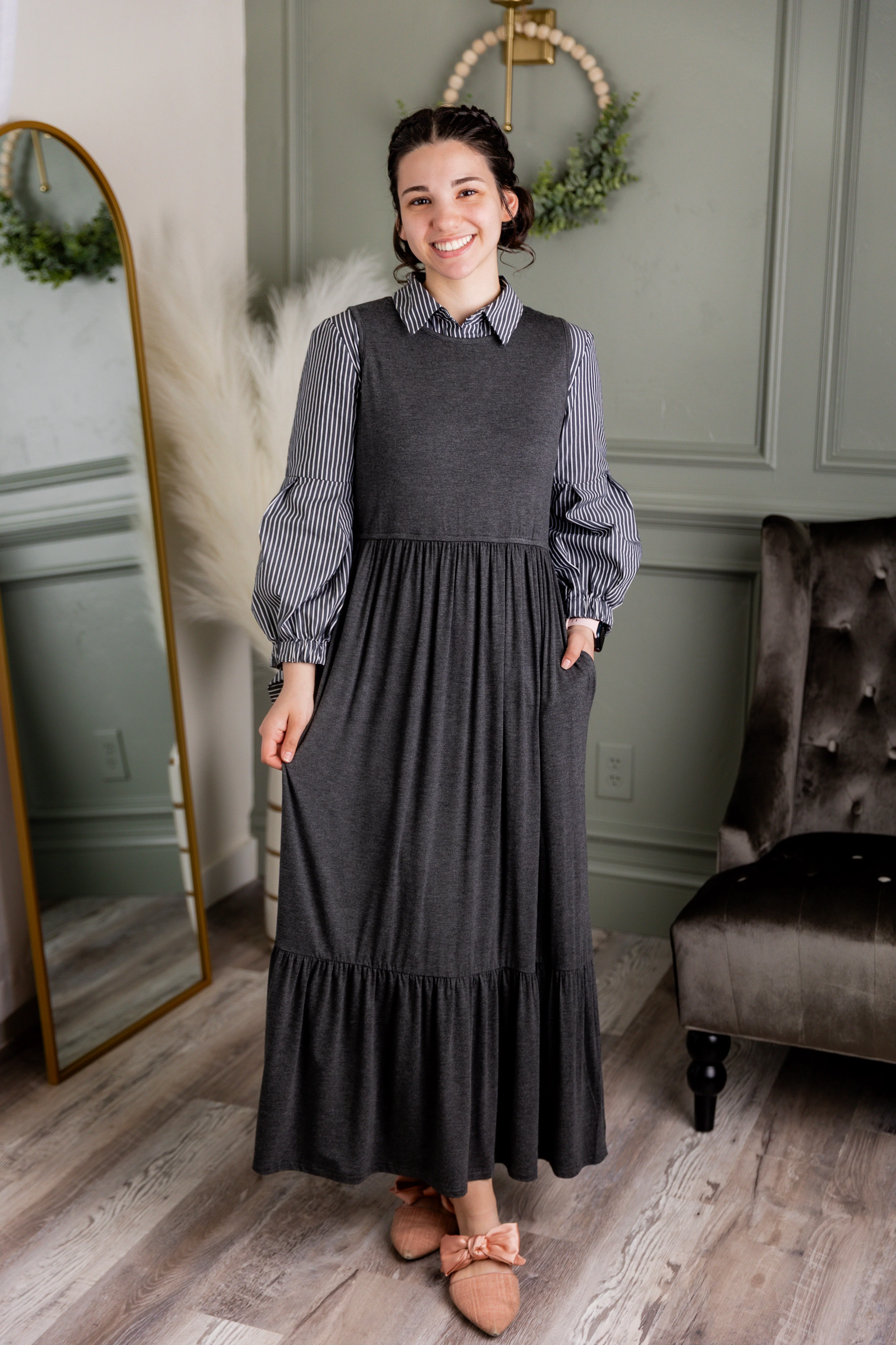 Riley Dress in Heather Gray - Votecaris