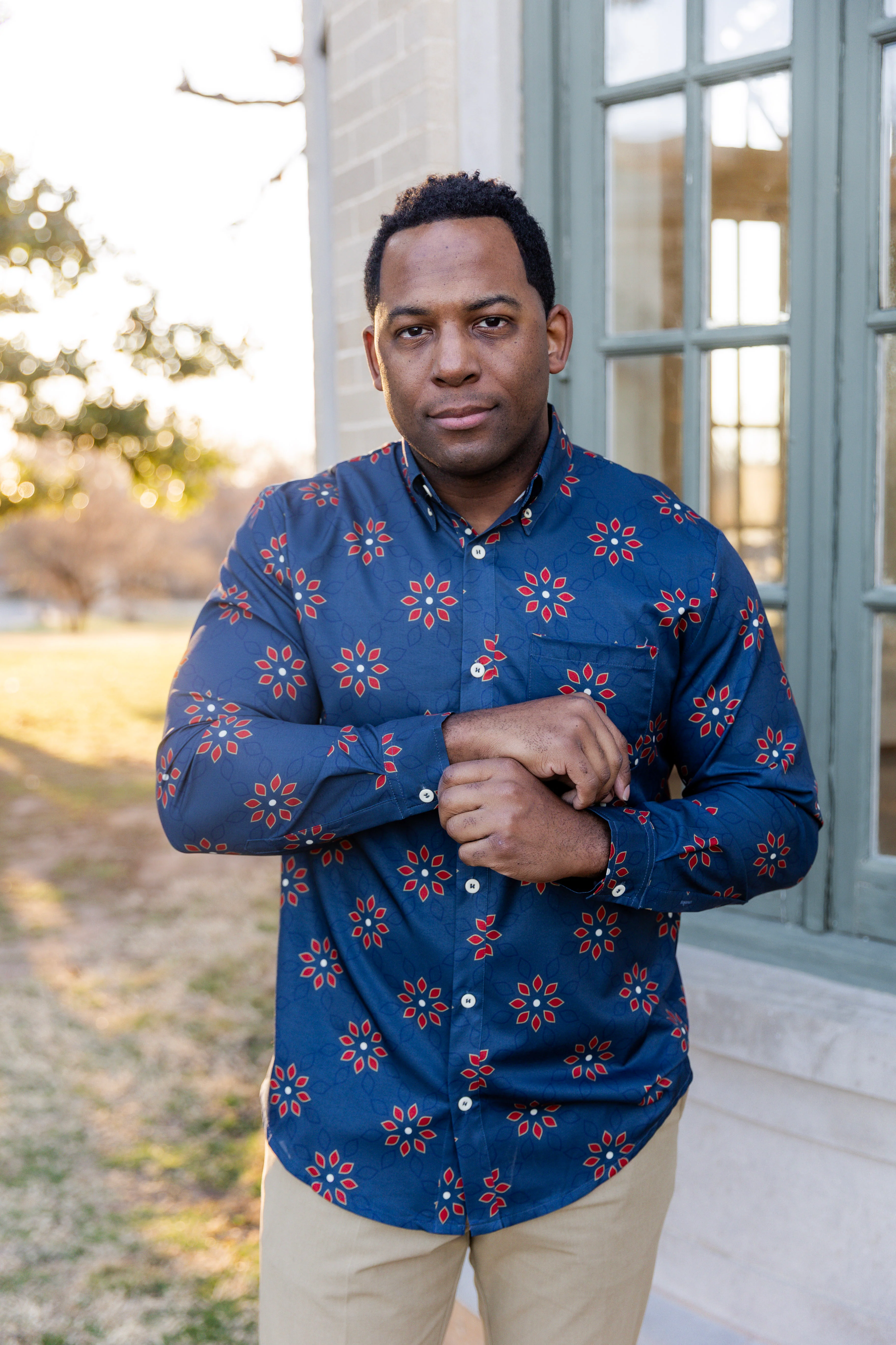 Men's Button Down Shirt in Midnight Field - Votecaris