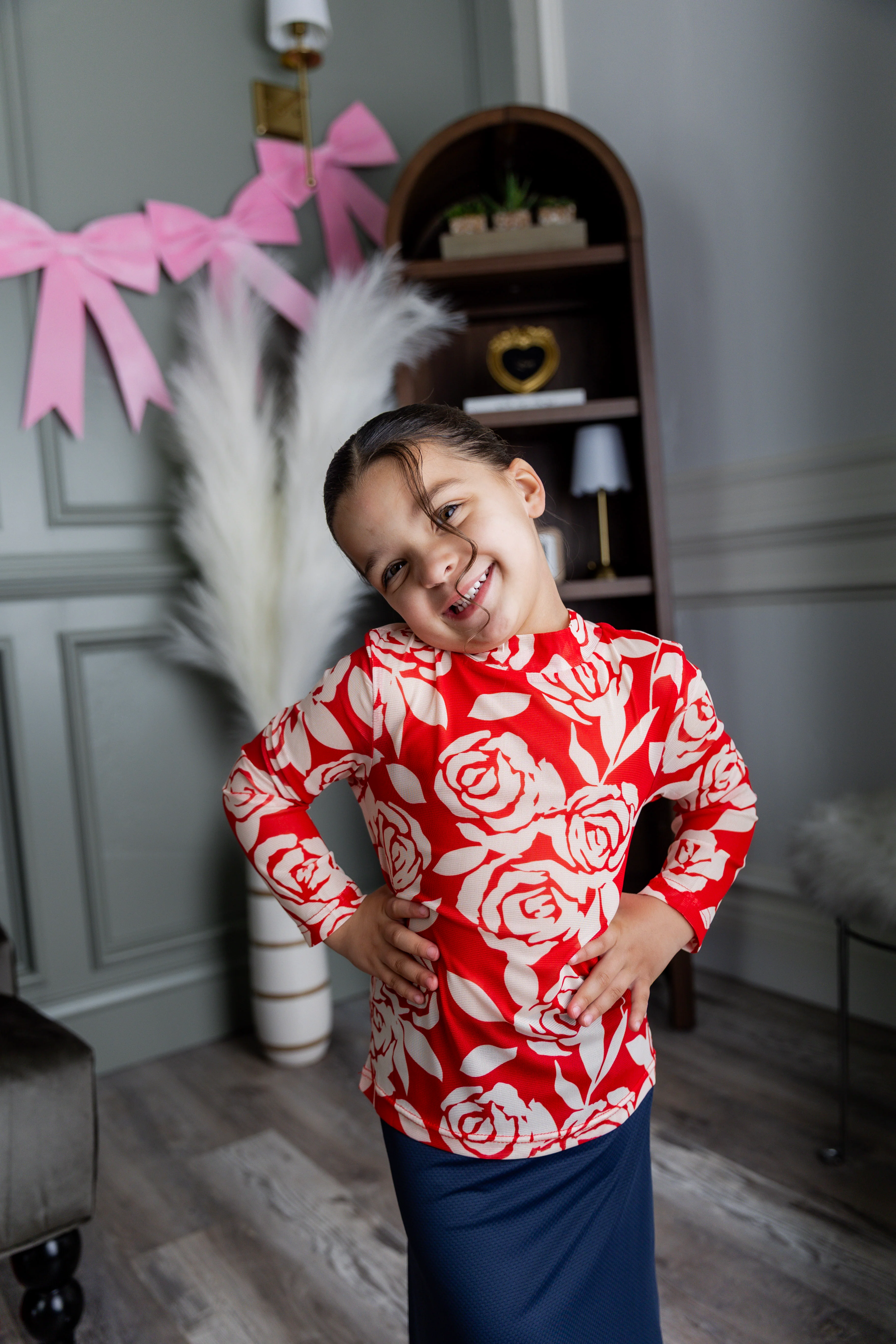 Girls' Mesh Tee in Rosie Rouge - Votecaris