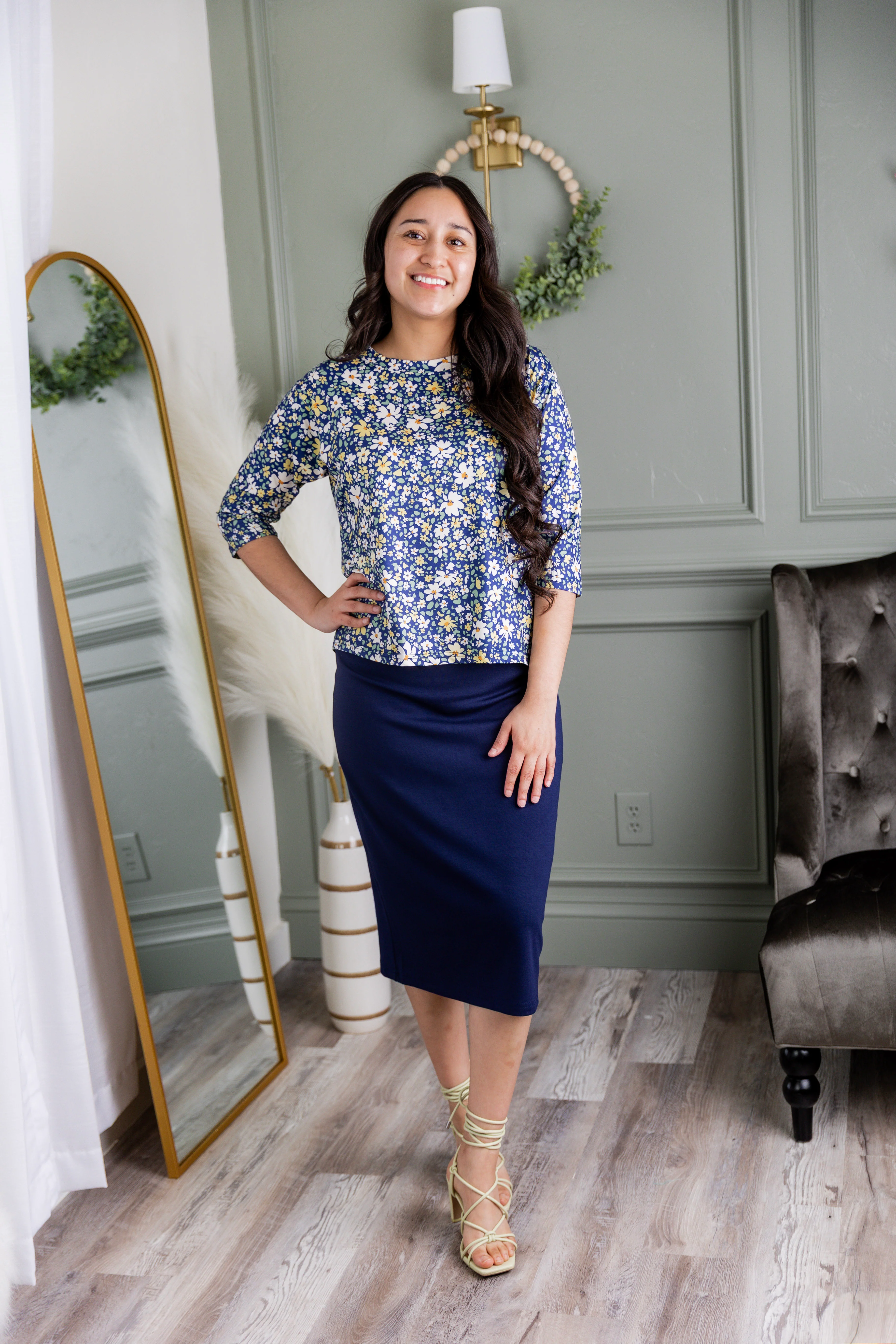 Lucia Top in Cottage Blue - Votecaris