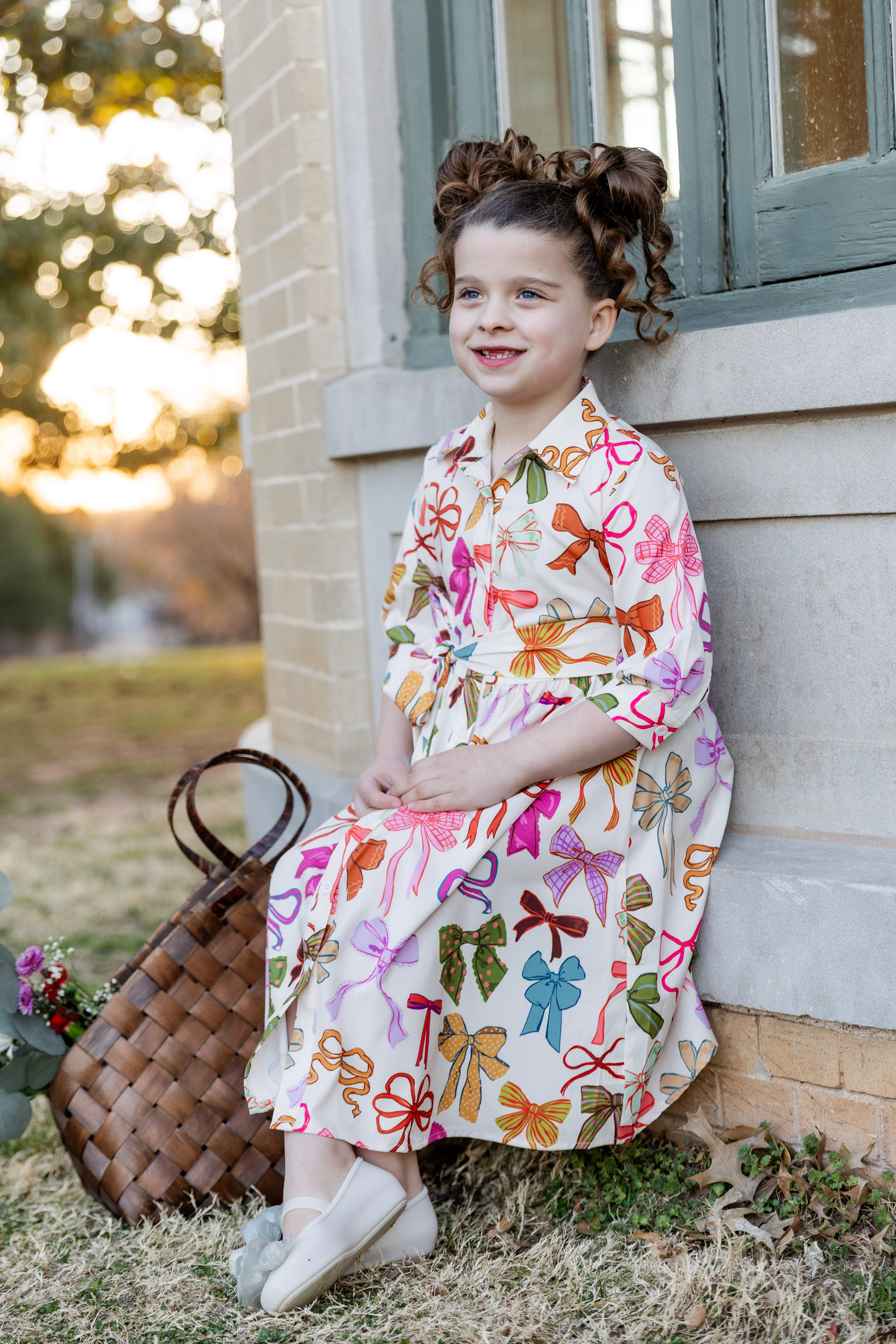 Girls' Rachel Dress in Bow Garden - Votecaris