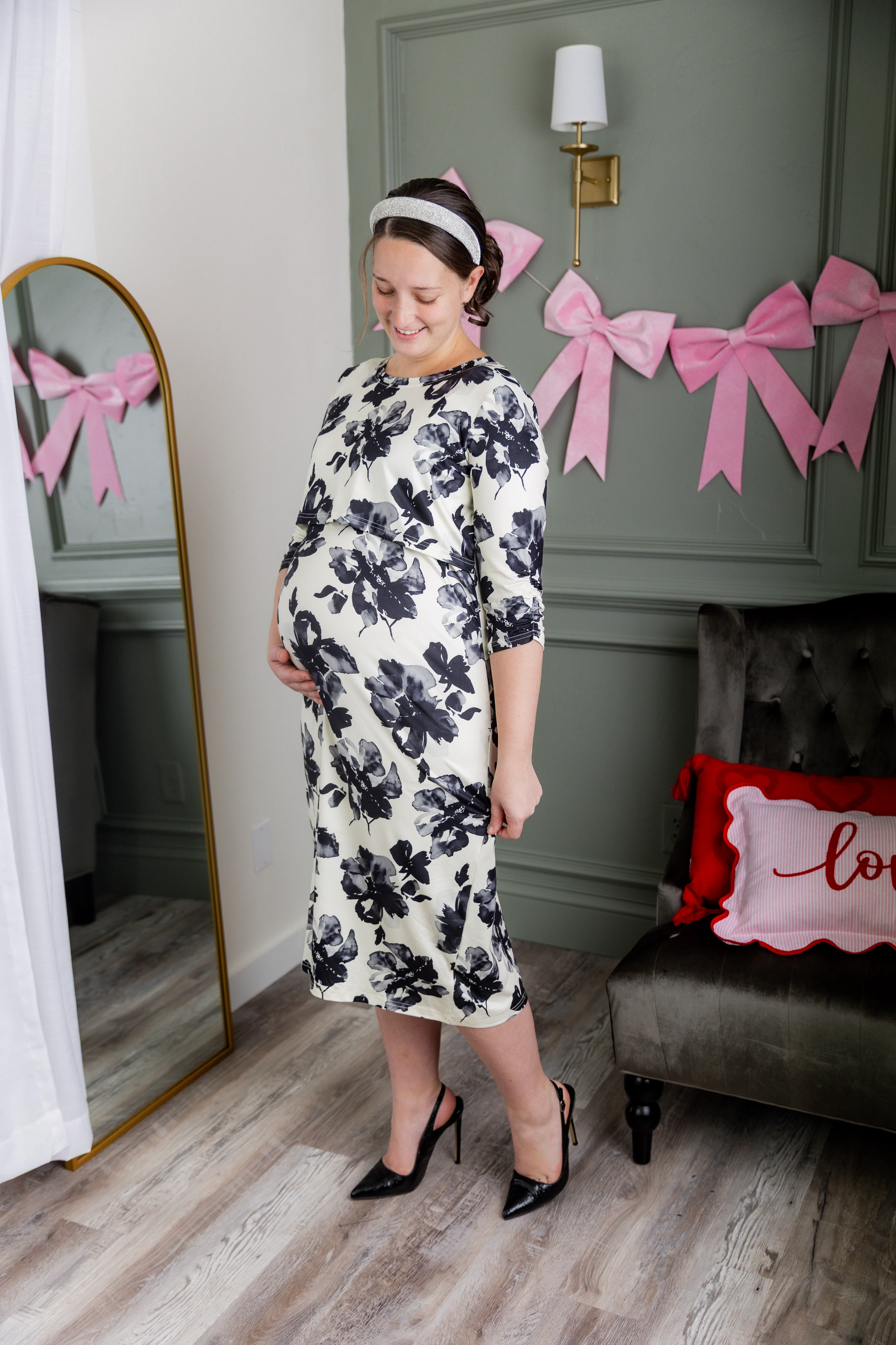 Nalani Nursing Dress in Ink Blossom - Votecaris