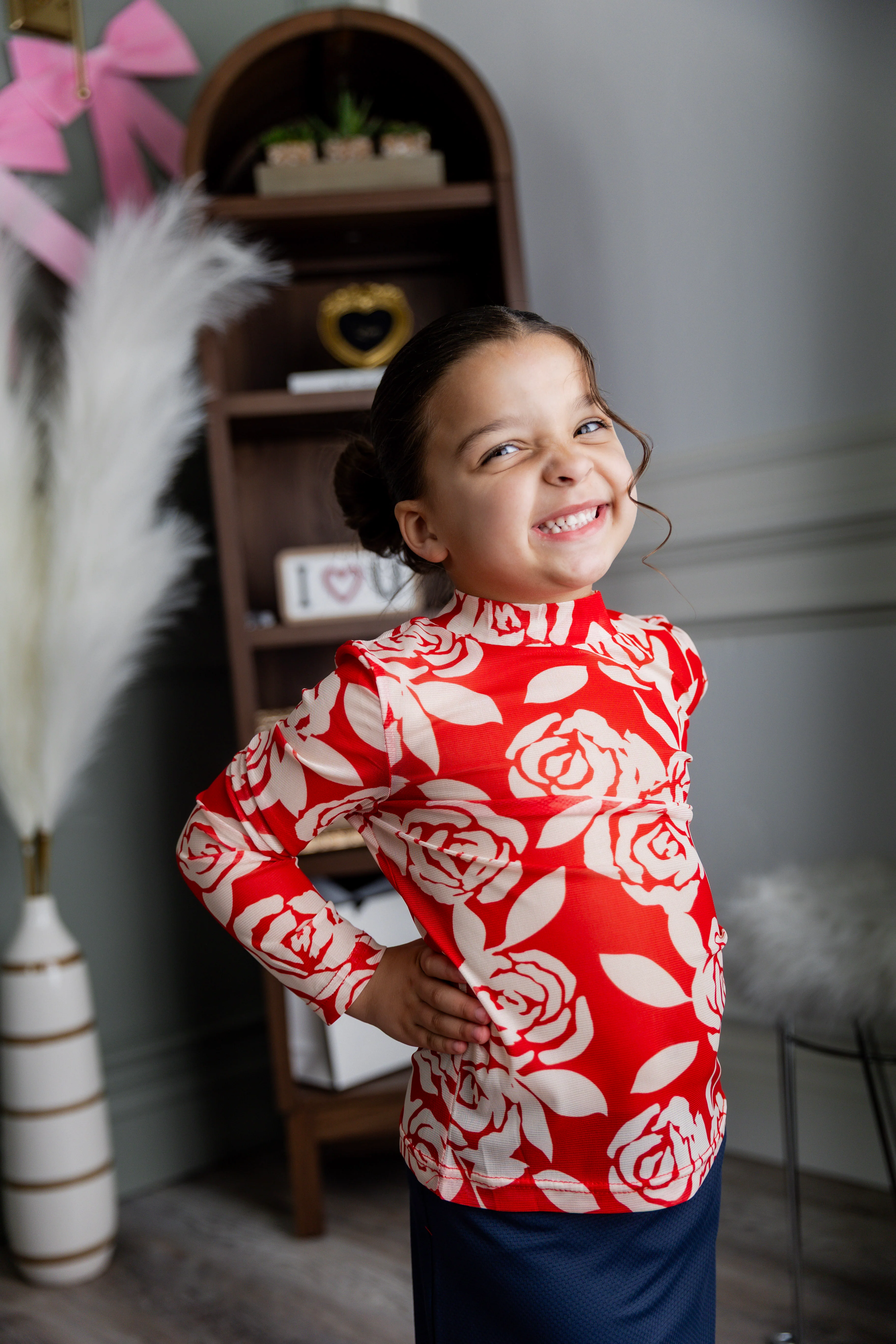 Girls' Mesh Tee in Rosie Rouge - Votecaris