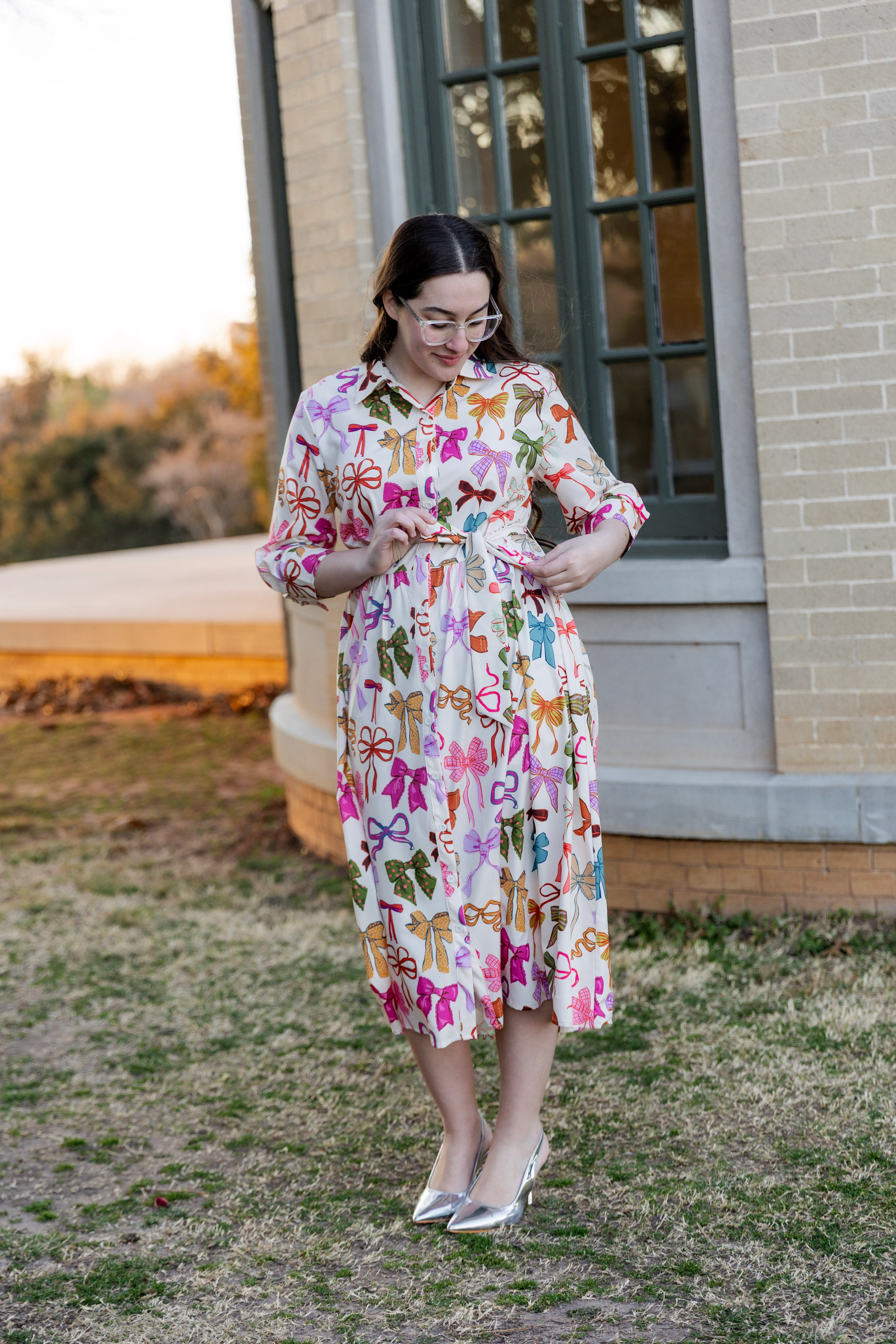 Rachel Dress in Bow Garden - Votecaris